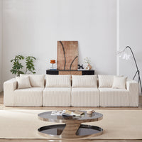 104-Inch Corduroy Modular L Shaped Sectional Sofa,Luxury Floor Couch Set,Upholstered Indoor Furniture,Foam-Filled Compressed Sofa for Living Room,Bedroom,4 PC Free Combination