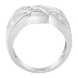 10K White Gold Diamond Bypass Ring (1 Cttw, H-I Color, I1-I2 Clarity) - Size 6-3/4