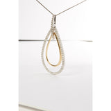 14K Two-Tone Gold Round Cut Diamond Double Burst Pendant Necklace (1.00 cttw, H-I Color, SI2-I1 Clarity)