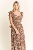 Jade By Jane Ruffle Sleeve Tiered Maxi Dress