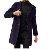 Mens Mid-length Long-sleeve Wool Coat Autumnwinter Wool Outerwear