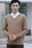 Mens Loose-Fit V-Neck Sweater Thick And Warm Knitted Top