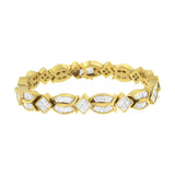 14K Yellow Gold 8 1/5 Cttw Baguette and Princess-Cut Diamond Geometric Twist Link Bracelet (G-H Color, VS1-VS2 Clarity) - Size 7"