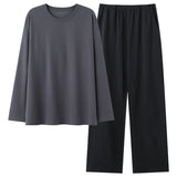 Mens 100 Cotton Pajama Set With Long-sleeve Top And Long Pants