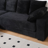 108.6' Sectional Sofa, Thickened Corduroy Sectional Couches For Living Room,comfortable L-shaped Chaise Sectional Sofa With Storage Ottoman,Eight Throw Pillows,Black