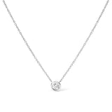 10K White Gold 1/10 Carat Round Brilliant-Cut Diamond Modern Bezel-Set Solitaire 16"-18" Pendant Necklace (H-I Color, SI2-I1 Clarity)
