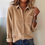 Womens Loose-fitting Cardigan Long-sleeve Button-up Shirt