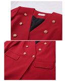 Autumn Large Size Women's Collarless Double-breasted Suit Jacket