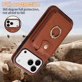 Leather Phone Case With Ring Holder And Card Slot Drop Proof Protective Case