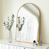 24x36 Inch Gold Metal Framed Arched Mirror