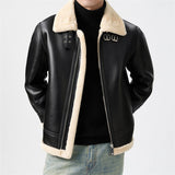 Mens Short Shearling Coat With Fur Attached