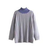Two-tone Patchwork Jacquard Loose  Western-style Slimming Top For Women