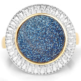 4.90 Carat Genuine Cobalt Blue Drusy .925 Sterling Silver Ring