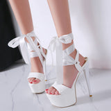 Strappy High Heel Sandals and Lace-Up Shoes