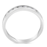 IGI Certified 1/2 Cttw Round Brilliant Cut Diamond 18K White Gold Channel Set Eternity Style Wedding Band Ring (H-I Color, I1-I2 Clarity) - Size 7