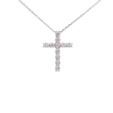 .25ct Diamond Cross Religious Pendant Sterling Silver