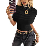 Womens Off-shoulder Short-sleeve Top