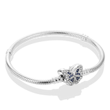 Silver Plated Stars Heart Shape Butterflies Clover Clasp Bracelet for Women Fit Original Charms Beads DIY Making Gift