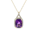 Amethyst Diamond Fashion Pendants 14KT Yellow Gold