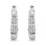 .925 Sterling Silver 1/2 Cttw Lab Grown Round Diamond Floral Cluster Hoop Earrings (F-G Color, SI1-SI2 Clarity)