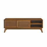 59 Inch Mid Century Modern Rattan TV Stand