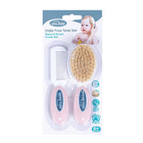Sevi Bebe Baby Hair Brush and Comb Set - Natural Bristle, Gentle Grooming for Newborns