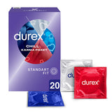 Durex Chill Condoms 20 Pack - Sensual Latex Condoms for Enhanced Intimacy & Contraception