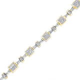 14K Yellow Gold 6 3/4 Cttw Princess and Baguette-Cut Diamond Tennis Bracelet (H-I Color, VS2-SI1 Clarity) - Size 7