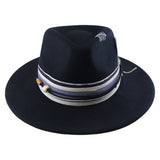 Wool Felt With Feathers Fallwinter Flat-brim Jazz Hat