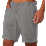 Mens Sports Running Fitness Shorts Solid-Color Casual Pants With Drawstring