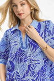 Umgee Tropical Print Puff Sleeve Blouse