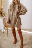 Cable-Knit Round Neck Sweater Dress