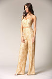 Caeli - A two-piece gold lace set featuring built-in underwire and bra Size S