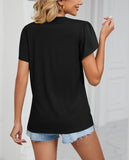 Cap Sleeve Summer Tops for Women Trendy Floral Print Casual V Neck T Shirts Petal Sleeve Blouses