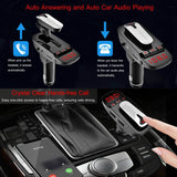 Car FM Transmitter with Wireless Earpiece 2 USB Charge Ports