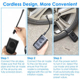 Car Tire Inflator Pump Portable 150 PSI with LED Light