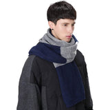 Cashmere Feel Wool Blend Long Scarf Color Block Striped Patchwork