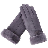 Cashmere Warm Suede Leather Plush Touch Screen Gloves