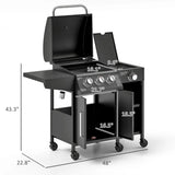 Castelle Flame 15K BTU Barbecue Propane Liquid Propane Grill With Side Burner (SAK53481)