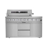 Castelle Flame Capri 96-Inch 6-Burner 85000 BTU Outdoor Kitchen Liquid Propane Grill Island With Fridge (SAK42895)