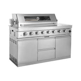 Castelle Flame Capri 96-Inch 6-Burner 85000 BTU Outdoor Kitchen Liquid Propane Grill Island With Fridge (SAK42895)