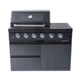 Castelle Flame Ember Premium Black Stainless Steel 4-Burner Liquid Propane Kitchen Grill Island With Rotisserie Kit (SAK48157)