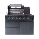 Castelle Flame Ember Premium Black Stainless Steel 4-Burner Liquid Propane Kitchen Grill Island With Rotisserie Kit (SAK48157)