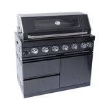Castelle Flame Inferno Premium Black Stainless Steel 6-Burner Liquid Propane Kitchen Grill Island With Rotisserie Kit (SAK82641)