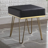Catheau Square Ottoman Brass Finished Frame Hairpin Legs