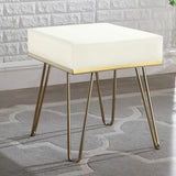 Catheau Square Ottoman Brass Finished Frame Hairpin Legs