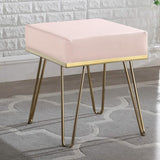 Catheau Square Ottoman Brass Finished Frame Hairpin Legs