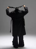 Color-block Design Over-the-knee Trench Coat Silhouette Plus-thick Cotton Coat