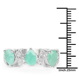 1.87 Carat Genuine Emerald and White Topaz .925 Sterling Silver Ring