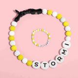 Pet Beaded Name Collar With Bracelet Set Custom Dog Collar With Beads DIY Name Dog Letter Necklace Dog Pearl Beaded Collar